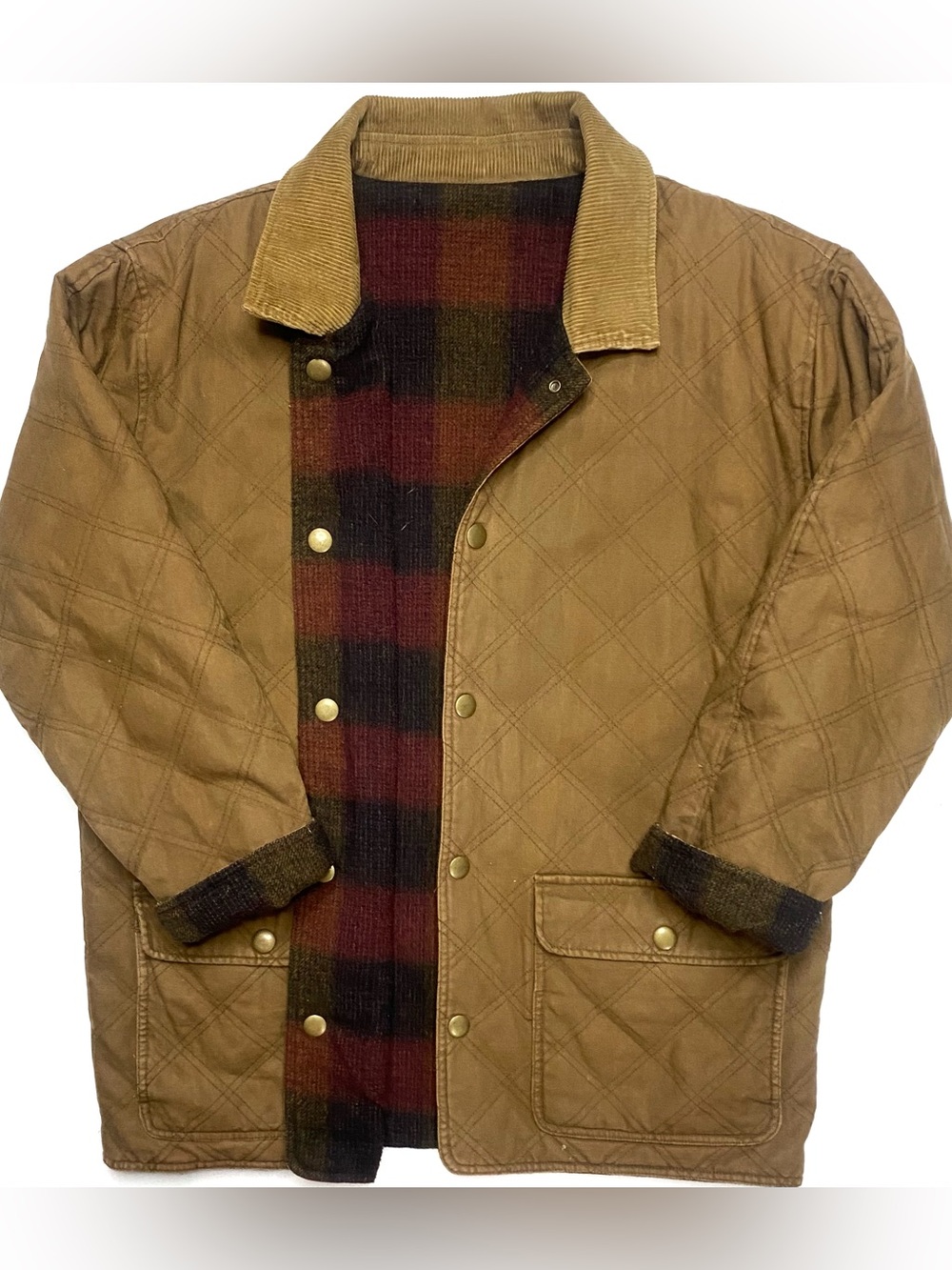 Vintage Eddie Bauer Men’s Wool Lined Reversible Canvas Chore Field Coat Jacket L